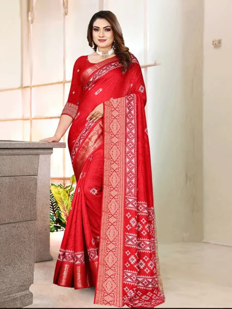 Red Saree Cotton